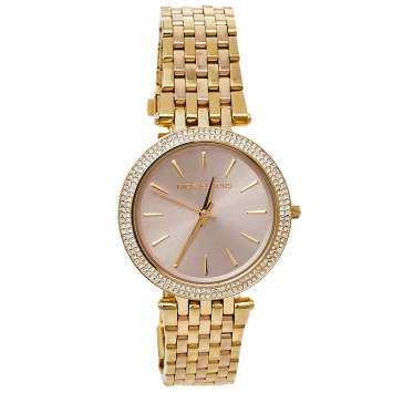 Pre Owned Michael Kors Pink Gold Tone Stainless Steel Darci MK3507 Women's Wristwatch 39 mm