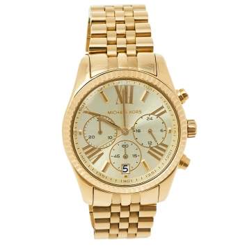 Pre Owned Michael Kors Champagne Gold Tone Stainless Steel Lexington MK5556 Women's Wristwatch 38 mm