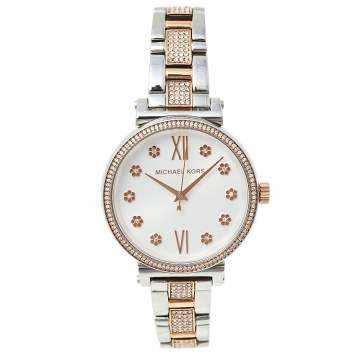 Pre Owned Michael Kors Silver Gold Plated Stainless Steel Sofie MK3880 Women's Wristwatch 36 MM