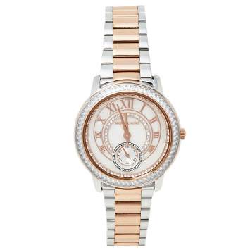 Pre Owned Michael Kors Mother of Pearl Two-Tone Stainless Steel Madelyn MK6288 Women's Wristwatch 40 mm