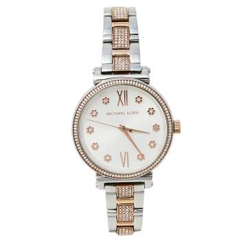 Pre Owned Michael Kors Silver Two-Tone Stainless Steel Sofie MK3880 Women's Wristwatch 36 mm