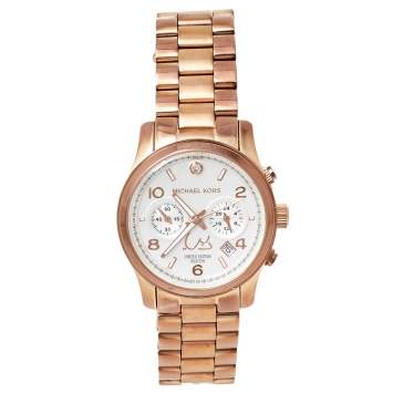 Pre Owned Michael Kors Silver Gold Plated Stainless Steel Limited Edition Dubai Runway MK5771 Women's Wristwatch 39 mm