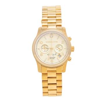 Pre Owned Michael Kors Yellow Gold Tone Stainless Steel Runway Limited Edition MK5662 Women's Wristwatch 38 mm