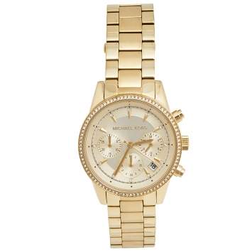 Pre Owned Michael Kors Champagne Gold Plated Stainless Steel Ritz MK6356 Women's Wristwatch 37 mm