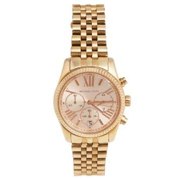 Pre Owned Michael Kors Rose Gold Plated Stainless Steel Lexington MK5569 Women's Wristwatch 38 mm