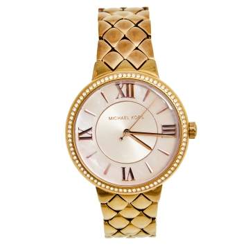 Pre Owned Michael Kors Mother of Pearl Rose Gold Plated Stainless Steel Courtney MK3705 Women's Wristwatch 36 mm