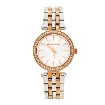 Pre Owned MIchael Kors Silver Two Tone Stainless Steel Petite Darci MK3298 Women's Wristwatch 26 mm