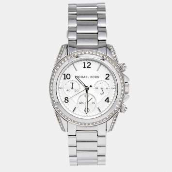 Pre Owned Michael Kors Silver Stainless Steel Blair MK5165 Women's Wristwatch 39 mm
