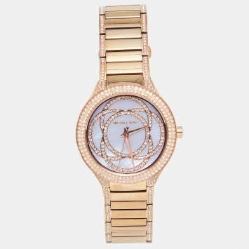 Pre Owned Michael Kors Mother of Pearl Rose Gold Plated Stainless Steel Kerry MK3482 Women's Wristwatch 38 mm