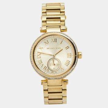 Pre Owned Michael Kors Champagne Gold Plated Stainless Steel Skylar MK5867 Women's Wristwatch 41 mm