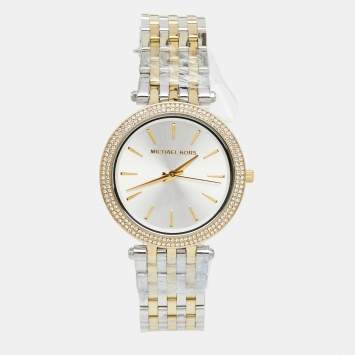 Pre Owned Michael Kors Silver Two Tone Stainless Steel Darci MK3215 Women's Wristwatch 39 mm