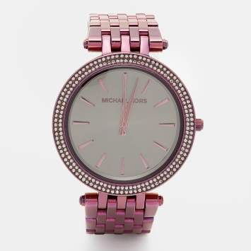 Pre Owned Michael Kors Grey PVD Coated Stainless Steel Darci MK3554 Women's Wristwatch 39 mm 