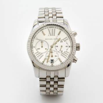 Pre Owned Michael Kors Silver Stainless Steel Lexington MK5555 Women's Wristwatch 38 mm