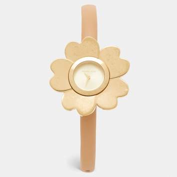 Pre Owned Michael Kors Gold PVD Coated Stainless Steel Leather Mena MK2664 Women's Wristwatch 41 mm