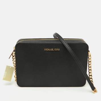 Pre Owned MICHAEL Michael Kors Black Leather Jet Set Camera Crossbody Bag