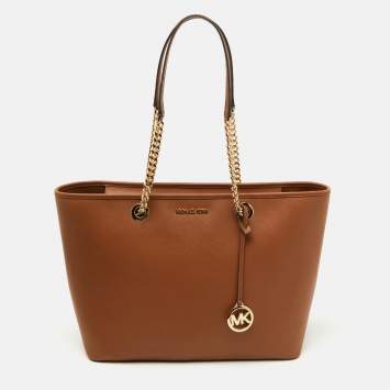 Pre Owned MICHAEL Michael Kors Brown Leather Large Shania Chain Tote