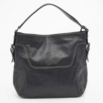 Pre Owned MICHAEL Michael Kors Black Leather Large Brookville Hobo