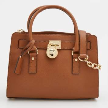 مملوكة مسبقًا MICHAEL Michael Kors Brown Leather East/West Hamilton Satchel