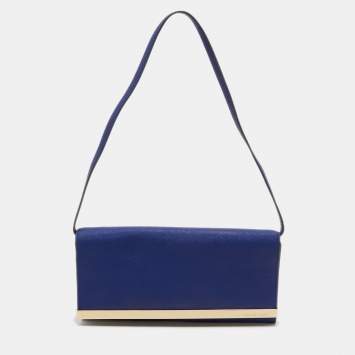 Pre Owned MICHAEL Michael Kors Blue Leather Tilda Clutch Bag
