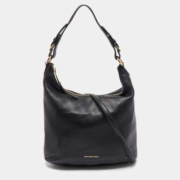 Pre Owned MICHAEL Michael Kors Black Leather Large Lupita  Hobo 