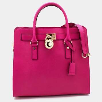 مملوكة مسبقًا MICHAEL Michael Kors Pink Leather Large Hamilton North South Tote