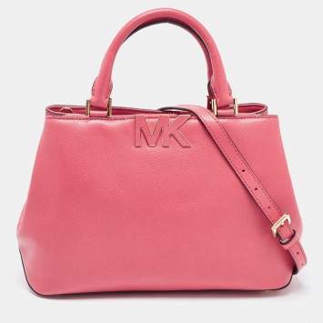 Pre Owned MICHAEL Michael Kors Coral Pink Leather Medium Florence Satchel