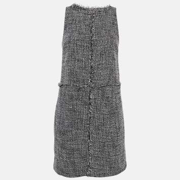 Pre Owned MICHAEL Michael Kors Monochrome Tweed Shift Dress XS
