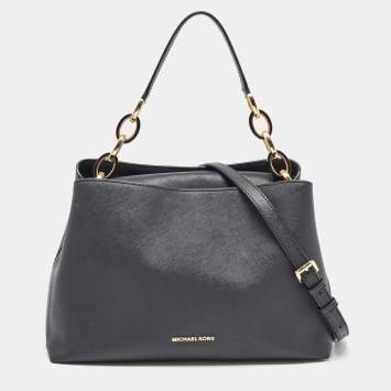 Pre Owned MICHAEL Michael Kors Black Saffiano Leather Portia Top Handle Bag