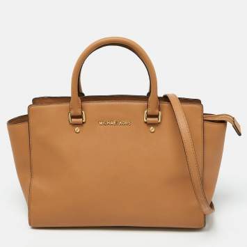 Pre Owned MICHAEL Michael Kors Tan Leather Medium Selma Tote
