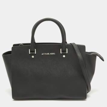 Pre Owned MICHAEL Michael Kors Black Leather Large Selma Satchel