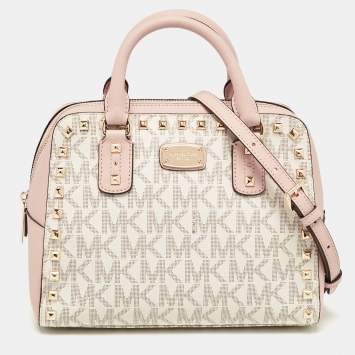 Pre Owned MICHAEL Michael Kors Pink Leather Small Studded Sandrine Satchel