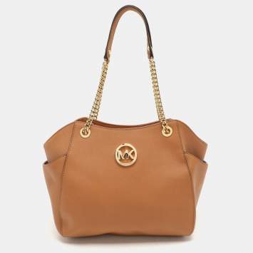Pre Owned MICHAEL Michael Kors Brown Leather Jet Set Chain Shoulder Bag