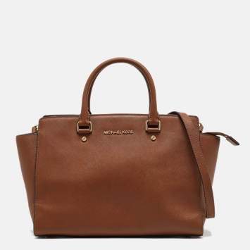 Pre Owned MICHAEL Michael Kors Brown Leather Medium Selma Satchel