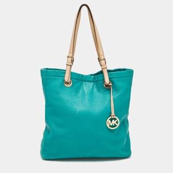 Pre Owned MICHAEL Michael Kors Green Leather North South Tote