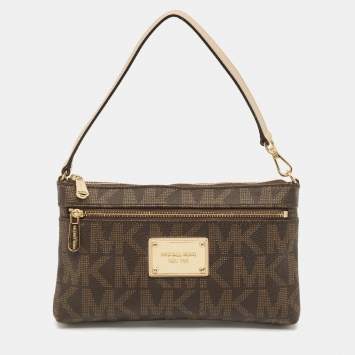 MICHAEL Michael Kors Brown Signature Coated Canvas Pochette