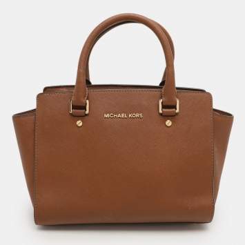 Pre Owned MICHAEL Michael Kors Brown Leather Medium Selma Satchel