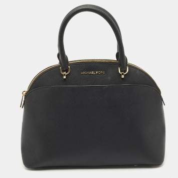 Pre Owned MICHAEL Michael Kors Black Saffiano Leather Large Emmy Dome Satchel