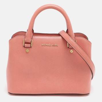 مملوكة مسبقًا MICHAEL Michael Kors Savannah Small Peach Saffiano Leather Satchel