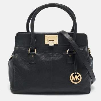 Pre Owned MICHAEL Michael Kors Astrid Large Black Leather Satchel