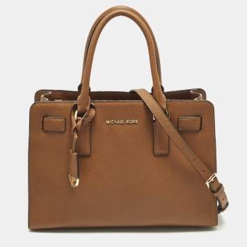 Pre Owned MICHAEL Michael Kors East West Dillon Medium Brown Saffiano Leather Tote