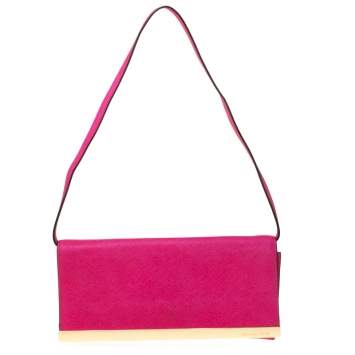 Pre Owned Michael Michael Kors Magenta Leather Lana Clutch Bag