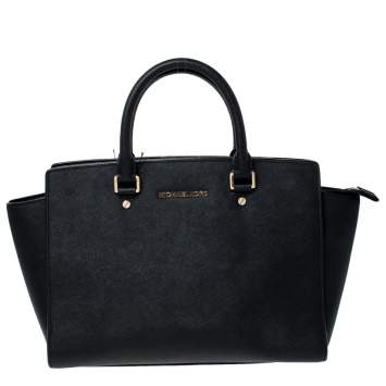 Pre Owned Michael Kors Black Saffiano Leather Medium Selma Tote