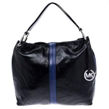 Pre Owned MICHAEL Michael Kors Black/Blue Leather Hobo