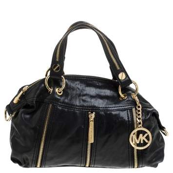 Pre Owned MICHAEL Michael Kors Black Leather Moxley Satchel