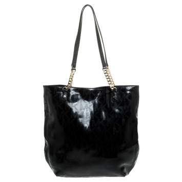 Pre Owned MICHAEL Michael Kors Black Signature Patent Leather Chain Tote