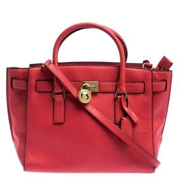 Pre Owned MICHAEL Michael Kors Orange Leather Hamilton Tote
