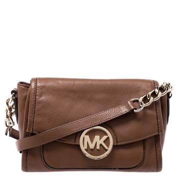 Pre Owned MICHAEL Michael Kors Brown Leather Flap Shoulder Bag