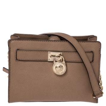 Pre Owned MICHAEL Michael Kors Brown Leather Small Hamilton Crossbody Bag