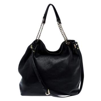 Pre Owned MICHAEL Michael Kors Black Leather Jet Set Chain Hobo