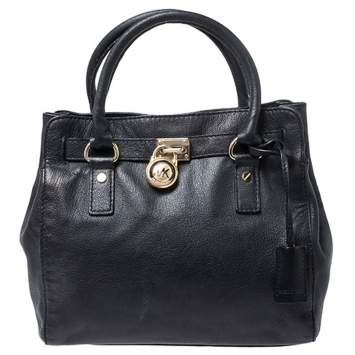 Pre Owned MICHAEL Michael Kors Black Leather Hamilton Tote